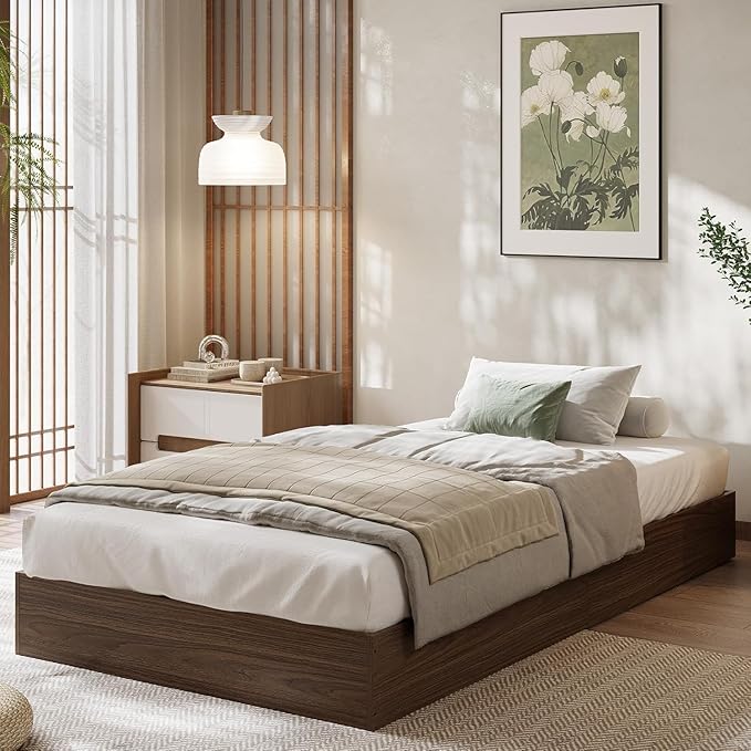 GarveeHome Twin XL Size Wood Platform Bed Frame, Wooden Bed Frame No Headboard, Wood Slat Support, No Box Spring Needed, Easy Assembly