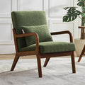 Achicsofar Accent Chair Mid Century Modern Armchair with Lumbar Support Pillow Wood Legs PU Leather Upholstered Lounge Chairs Comfy High Back Cushion for Living Room Bedroom