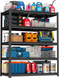 PRESTELION 45" W Garage Shelving Heavy Duty Metal Storage Shelves 3000LBS Metal Shelving Unit 5 Tier Storage Rack for Basement, Warehouse, Pantry, Closet, Kitchen 72" H x 45.3" W x 15.8" D, Black