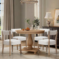 ZJhome Dining Chairs,4 Pack Mid-Century Modern Wooden Kitchen Chairs with Linen Upholstery - Low-Back Woven Design for Kitchen & Dining Room,Beige Fabric