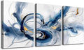 TTHYUEWS Abstract Canvas Wall Decor - Bedroom & Living Room Modern Office Art - Minimalist Blue Ink Wall Paintings - 3 Pieces