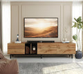Virubi Modern 76.8" TV Stand for TVs Up to 80", Wooden Entertainment Center with 3 Cabinets & Open Shelves, Media Console with Storage for Living Room, Bedroom & Entertainment Spaces