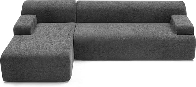 Weture 107" Modular Sectional Cloud Couch, Boneless couches Sponge sectionals for Living Room, High Density Sponges Sofa, Modular L-Shape with Chaise, Darkgrey