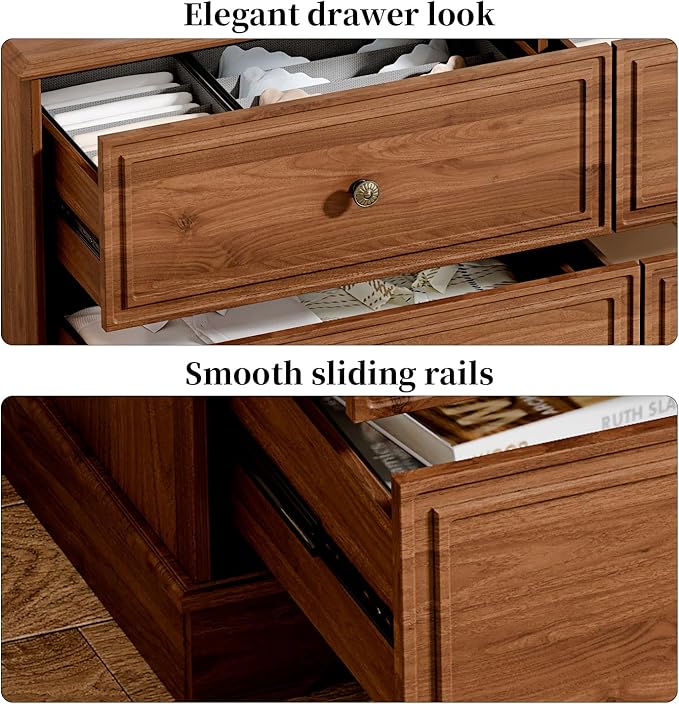 Chrangmay Modern Chest of Drawers with 6 Drawers,Deep Drawers,Clothes Organizer,Large Storage Cabinet for Living Room, Bedroom,Hallway,with Anti-Tipping Device,Brown