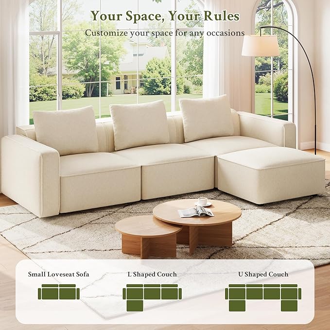 Welzona loveseat Sofa, 75" Comfy Chenille Love Seat, Small Couches for Small Spaces, 2 Seater Modern Loveseat, Deep Seat Chenille Sofas for Living Room, Apartment, Bedroom, Beige