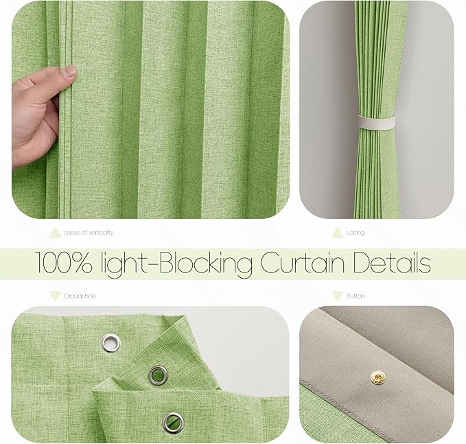 Jilron Accordian Door Curtain, 100% Blackout Folding Magnetic Doorway Curtains,Linen Style Closet Doors,for Room Divider,Privacy Protection（W72 x L78,Green,1 Panel）