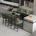 VKNOW Bar Stools Set of 6, 26" Upholstered Counter Height Bar Stools, Modern Counter Stools with Black Legs for Kitchen Island Dining Room Bar, Green-Black Legs