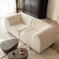 Loveseat Modular Sofa, 2-Piece Curved Sectional Couches with High-Density Foam, 76" Boneless Sherpa Deep Seat Couch with Armrest, Cloud Soft Lounge Modern Sofas for Living Room – No Assembly, White