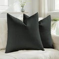 HAUSSY Black Throw Pillow Covers 16x16 Inch Set of 2,Boho Decorative Faux Linen Throw Pillows Cozy Farmhouse Accent Cushion Covers,Home Decor for Couch Sofa Bed Living Room