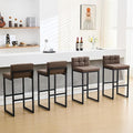 FIRAVOE Bar Height Stools Set of 4, Upholstered Barstools with Back and Thickened Metal Frame, Modern 30-inch Tall Bar Chairs for Kitchen Island, Bar, Counter (Coffee Brown, 4Pcs 30" Bar Stools)