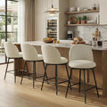 26" Counter Height Swivel Bar Stools Set of 4, Upholstered Linen Fabric Barstools with Backs and Metal Legs for Kitchen Island,Linen