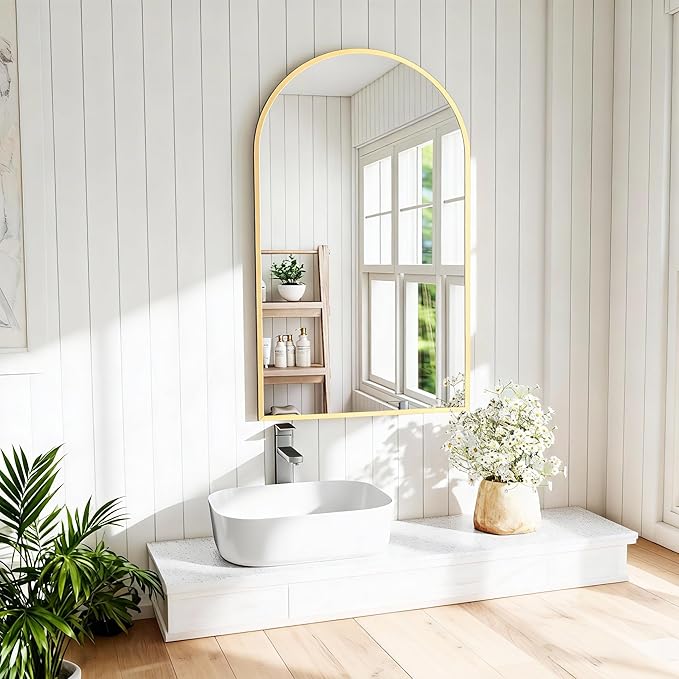 NEWBULIG Bathroom Mirror, Wall Mirror with Aluminum Alloy Thin Frame, Bathroom Mirrors for Over Sink, Bedroom, Living Room, Entryway