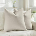HAUSSY Natural Linen Throw Pillow Covers 22x22 Inch Set of 2,Boho Decorative Faux Linen Throw Pillows Cozy Farmhouse Accent Cushion Covers,Home Decor for Couch Sofa Bed Living Room
