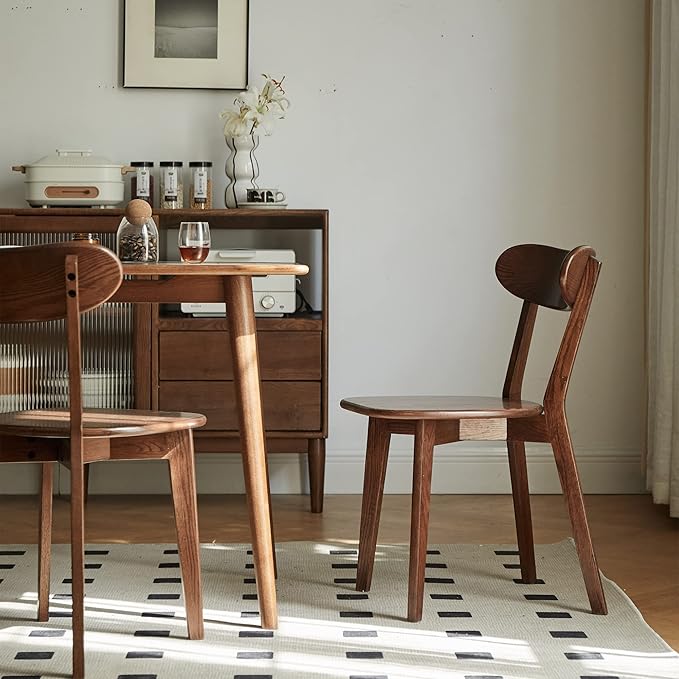Wood Dining Chairs Set of 1, Modern Solid Wood Chair with Armrest, Kitchen Chairs with Black Legs for Living Room, Dining Room