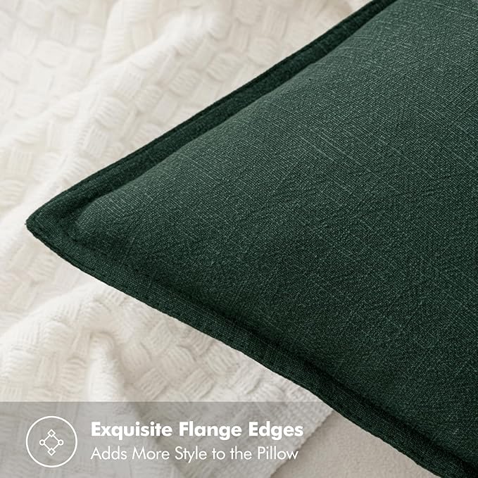 MIULEE Decorative Euro Sham Pillow Covers 24x24 Dark Green Boho Farmhouse Neutral Couch Throw Pillows for Bed Pack of 2 Accent Modern Pillowcase Sofa Livingroom Home Decor