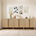 AMERLIFE 3-Piece Fluted Buffet Cabinet with Storage, Modern Sideboard Cabinet with Doors & Adjustable Shelf, Console Table & Credenza for Living Room, Kitchen & Entryway, Natural Oak