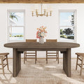 GarveeHome Oval Dining Table for 6-8 People, Long Large Kitchen Table with Thick Sturdy Wooden Base, Farmhouse Dining Room Table for for Kitchen, Living Room, Office (70.87" Long,Brown)