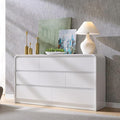 Aitjunz Modern 8 Drawers Dresser for Bedroom, 55" Wide Dressers & Chest of Drawers w/Curved Profile Design, Wood Mid Century Storage Dressers Organizer for Bedroom, Living Room, White