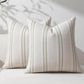 Hckot Sage Green Throw Pillow Covers 16x16 Set of 2 Striped Pillow Covers Christmas Decorative Pillows Square Cushion Covers for Sofa Couch Bed Living Room Farmhouse Decor, Green