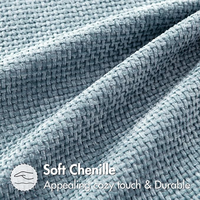 MIULEE Pack of 2 Light Blue Throw Pillow Covers 18x18 Inch Coastal Summer Modern Boho Accent Decorative Pillow Covers Soft Chenille Farmhouse Cushion Covers for Home Decor Couch Bed Sofa Living Room