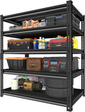 Metal Garage Shelving for Storage - 48'' W 3,000 Lbs Heavy Duty 5 Tier Utility Shelves Freestanding - Adjustable Rack Units for Basement Pantry Kitchen - 48" W x 24" D x 78" H Black
