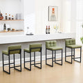 FIRAVOE Counter Height Bar Stools Set of 4, Modern Counter Stools with Back and Thickened Metal Legs, Armless Bar Chairs for Kitchen Island (Avocado Green, 4Pcs 26" Counter Stools)