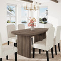GarveeHome Oval Dining Table for 6-8 People, Long Large Kitchen Table with Thick Sturdy Wooden Base, Farmhouse Dining Room Table for for Kitchen, Living Room, Office (63" Long,Brown)