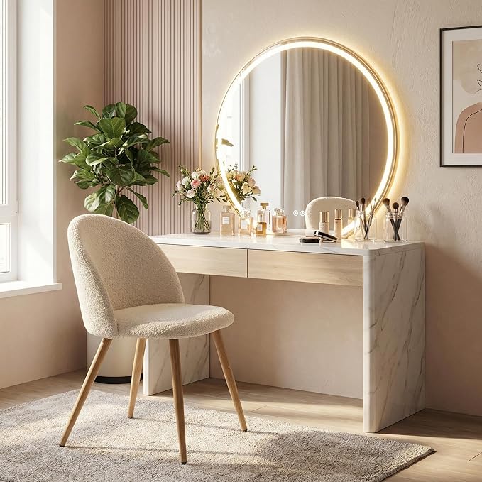 Homy Casa Dining Chairs Set of 4 Farbic Accent Kitchen Chairs Set Scandinavian Style Side Chair Set for Living Dining Room Lounge, Metal Legs and Soft Seats, Beige 4PCS
