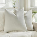 HAUSSY Cream White Throw Pillow Covers 18x18 Inch Set of 2,Boho Decorative Faux Linen Throw Pillows Cozy Farmhouse Accent Cushion Covers,Home Decor for Couch Sofa Bed Living Room