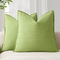 Foindtower Pack of 2, Decorative Linen Soild Throw Pillow Covers Soft Accent Euro Cushion Case Boho Farmhouse Pillowcase for Chair Couch Sofa Bedroom Living Room Home Decor 20 x 20 Inch Lush Green