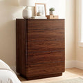 ACCOHOHO 5 Drawer Dresser for Bedroom, 42" Tall Modern Wood Dresser with Hidden Handle Drawers, Large Storage Chest of Drawers for Living Room & Hallway, Curved Profile Design, Dark Walnut