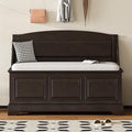 LUMISOL Shoe Storage Bench with Cushion, 41.7“ Farmhouse Entryway Bench with Soft-Close Devices and Hidden Storage, Upholstered Storage Ottoman for Living Room, Entryway, Bedroom, Espresso