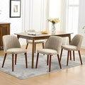GarveeHome Wooden Dining Chairs Set of 4, Upholstered Kitchen Dining Room Chairs with Padded Seat and Wood Legs, Modern Fabric Side Dinner Chair for Kitchen, Dining Room, Restaurant, Cafe, Camel
