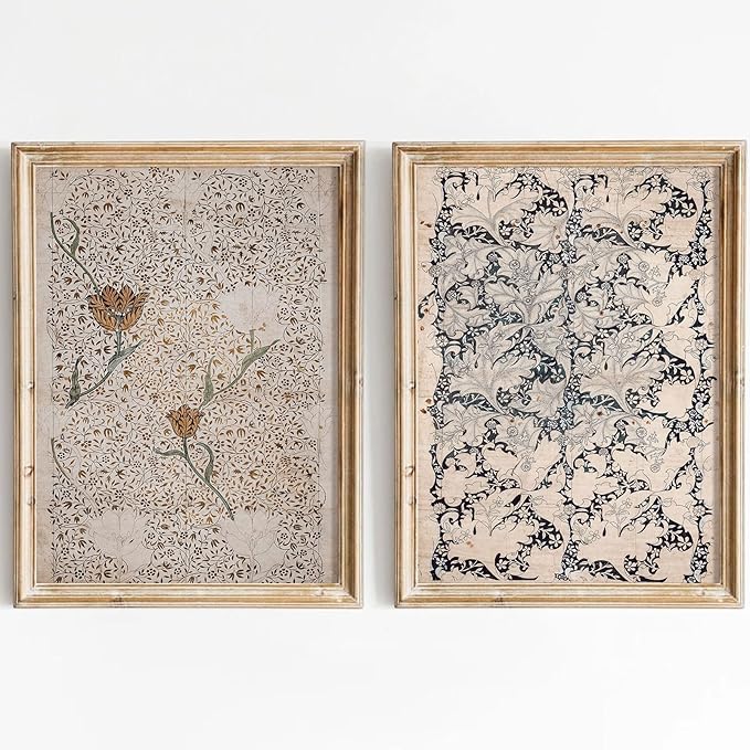 Vintage Botanical Wall Art Prints Set of 2 Antique Sketch Wall Art Decor Neutral Flower Canvas Wall Art Floral Pictures Farmhouse Painting Vintage Floral Artwork for Room Bedroom 12x16 Inch Unframed