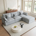 Cloud Sectional Couches for Living Room, L Shaped Sofa with Chaise Ottoman, Modular Couch Deep Seat, Grey Sofa Covers Washable&Removable