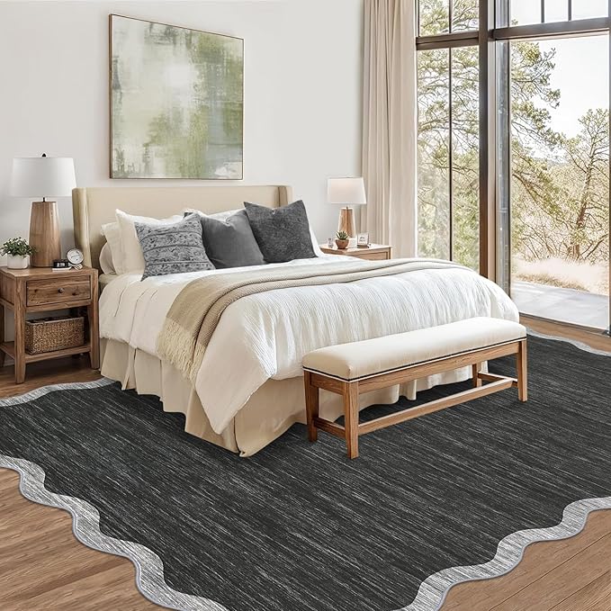 GarveeHome Scalloped Large Area Rug 10x13 Rug for Living Room Washable Rug Modern Non Slip Throw Rugs Bedroom Rugs Low Pile Stain Resistant Carpet for Dining Room Nursery Classroom 10 ft x13 ft