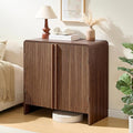 AMERLIFE Fluted Buffet Cabinet with Storage, Modern Sideboard Cabinet with 2 Doors & Adjustable Shelf, Console Table & Credenza for Living Room, Dining Room & Entryway, Brown