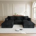 119" U Shape Cloud Modular Couches for Living Room, Modern Sectional Sofa with Chaise Ottomans, Deep Seat Couch Cushion Covers Washable&Removable, Sectional Sofas for Home Office Apartment (Black)