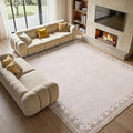 GarveeHome Large 10x13 Washable Rug Geometric Cross Bordered Non Slip Living Room Bedroom Rugs Modern Stain Resistant Low Pile Carpet for Dining Room Home Office Farmhouse, Light Beige/Seashell