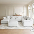 Modular Sectional Sofa Cloud Couch, Oversized 8 Seater Sofa with Ottomans, Extra Large V Shaped Deep Seat Couches for Living Room, Sofa Covers Washable&Removable, White