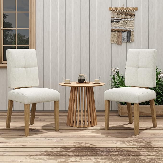 HOMRELEXA Wooden Dining Chairs Set of 6, Dining Room Chairs with Wood Legs, Cloud-Like Cushion & Reinforcement Structure Design for Kitchen/Living Room/Restaurant, Easy Assembly