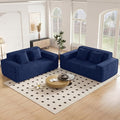 75'' Modern Cloud Loveseat Sofa Set of 2, No Assembly Required Comfy Deep Seat Couches 2 pcs for Living Room, Bedroom, Apartment (Corduroy-Blue)