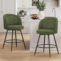 LUE BONA 26''H Swivel Bar Stools Set of 2, Counter Height Bar Stools with Backs, Lumbar Pillow and Black Metal Frames, Upholstered Morden Barstools for Kitchen Island, Chenille Farbic, Green