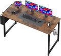 OLIXIS Computer Desk 55 Inch Home Office Desks for Small Spaces, Gaming Writing Study Work Table with Storage Bag and Headphone Hook for Bedroom, Rustic Brown