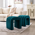 Multi-Functional Ottoman Stool Set of 2, Footrest for Couch, Modern Vanity Stool for Make-up Room, Living Room and Entryway, Small Cute Footstool (Teal Velvet)
