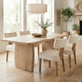HNY Mid Century Modern Dining Chairs Set of 4 with Seat Covers, Farmhouse Linen Fabric Upholstered Accent Chairs Curved Backrest Kitchen Chairs, with Hardwood Frame, Beige