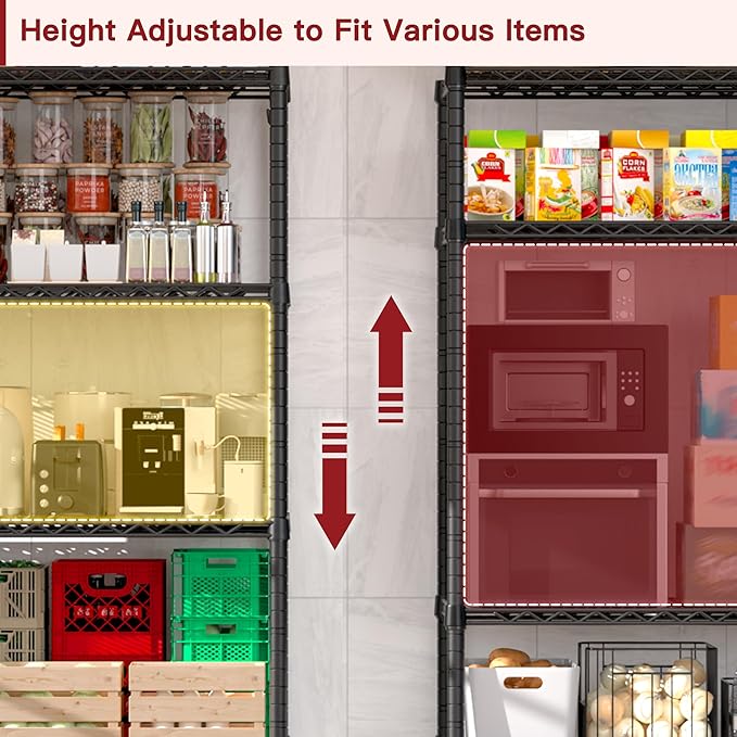 PrimeZone 2 Packs 36" W x 16" D x 79" H Wire Storage Shelves with Wheels, 5 Tier NSF Certified Heavy Duty Adjustable Kitchen Shelving Unit, Pantry Organizer Rack Rolling Metal Shelf for Garage Closet