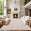Vaukki 8x10 Area Rug for Living Room, Soft Fluffy Washable Modern Floral Indoor Floor Mat, Non Slip Shaggy Boho Accent Throw Carpet for Bedroom, Living Room, Nursery and Dining Room, Beige