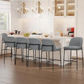 COLAMY Counter Height Bar Stools Set of 6, 25 Inch Modern Fabric Kitchen Island Stools with Back, Upholstered Counter Barstools Armless Bar Chairs with Metal Legs for Island Dining Room Bar,Dark Grey