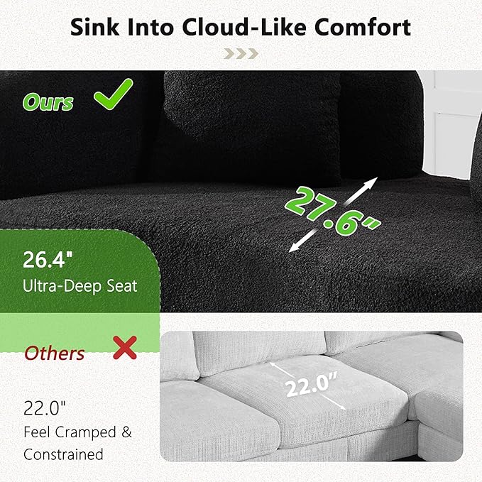 66.93 Inch Curved Loveseat Sofa with High - Density Foam Cushion, Full Compression Modular 2-Seater Couch, No Assembly Required, for Small Spaces & Living Room, Pure Black